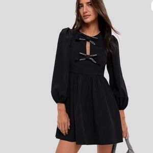 New with tags Tuckernuck Hyacinth House bow detail mini dress black
